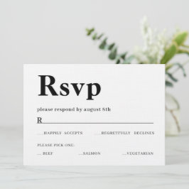 Invitación Crad RSVP con texto en negrita
