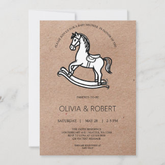 Invitación Craft Paper Rocking Horse Baby Shower Invitation