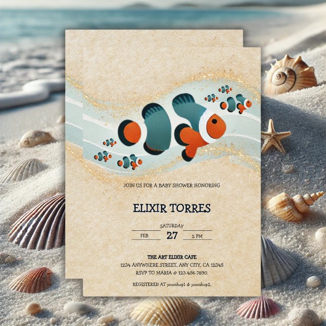 Invitación Craft Purpurina Clown Fish Nemo Baby Shower (Subido por el creador)