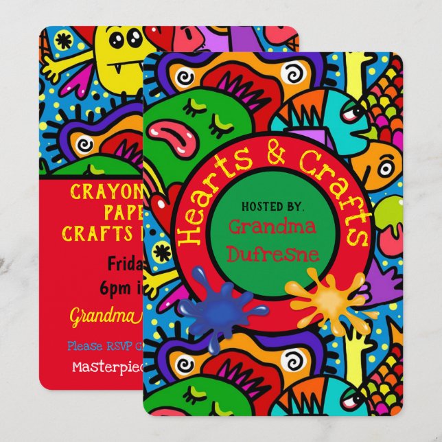 Invitación Crafts Playdate (Anverso / Reverso)