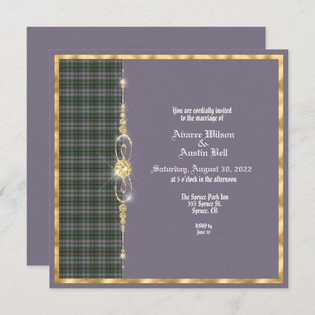 Invitación Craig Ancient Tartan Wedting (Anverso / Reverso)
