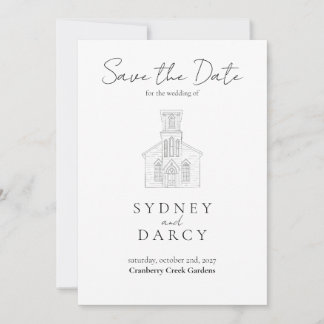 Invitación Cranberry Creek Gardens Save the Date Dibujado a M