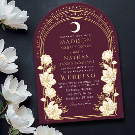 Invitación Cranberry Elegant Arch Art Nouveau Boda