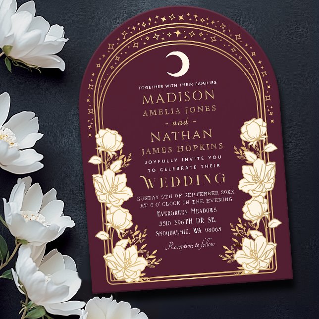 Invitación Cranberry Elegant Arch Art Nouveau Boda (Subido por el creador)