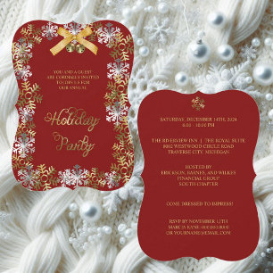 Invitación Cranberry Elegant Snowflake Corporate Fiesta Invit
