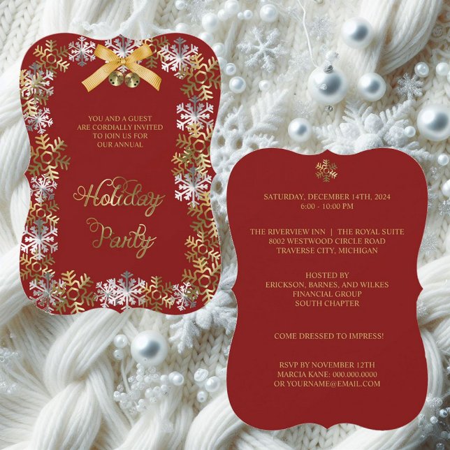 Invitación Cranberry Elegant Snowflake Corporate Fiesta Invit (Subido por el creador)