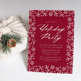 Invitación Cranberry Elegant Snowflake Holiday Party