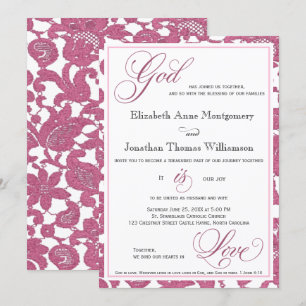 Invitación Cranberry Lace Dios es amor Boda cristiano