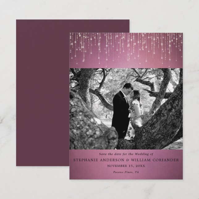 Invitación Cranberry Photo Save the Date (Anverso / Reverso)