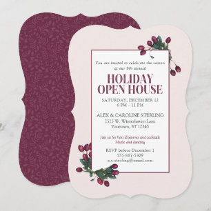 Invitación Cranberry Plum Elegante Festividad Botánica