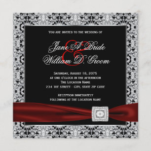Invitación Cranberry Red and Black Boda