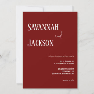 Invitación Cranberry Red Modern Elegant Wedding Invitation