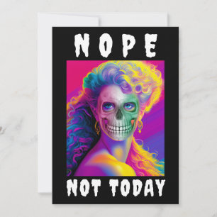 INVITACIÓN CRÁNEO COLORIDO DIVERTIDO MODERNO NO HOY