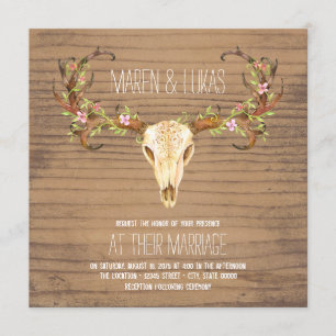 Invitación Cráneo de asta de venado Boda del suroeste