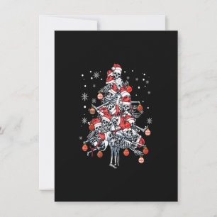 Invitación Cráneo de azúcar Santa Hat Árbol de Navidad Gracio