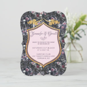 Invitación Cráneo de flor gótica romántica rosada