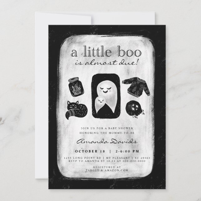 Invitación Cráneo de Halloween espolvorea Baby Shower (Anverso)