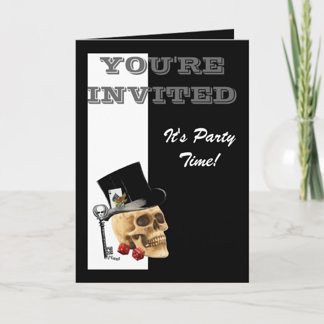 Invitación Cráneo de juego gótico divertido de Steampunk (Anverso)