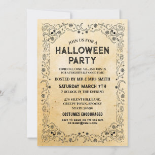 Invitación Cráneo del Fiesta del marco gótico negro de Hallow