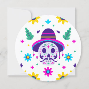 Invitación cráneo floral del día de los muertos