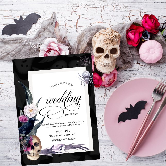 Invitación Cráneo floral Halloween Boda ensayo Cena (Subido por el creador)