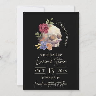 Invitación Cráneo Floral Hasta que la Muerte nos Separe Fecha