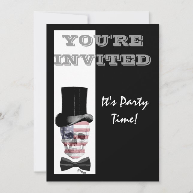 Invitación Cráneo gótico americano de vapor punk (Anverso)