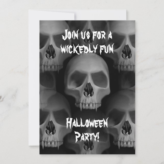 Invitación Cráneo gótico maligno fiesta de horror de Hallowee (Anverso)