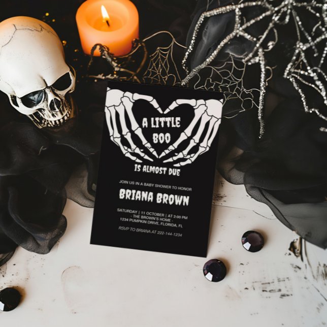 Invitación Cráneo gótico Pequeño Boo Halloween Baby Shower (Subido por el creador)
