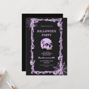 Invitación Cráneo gótico vintage de la fiesta de Halloween pa