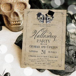 Invitación Cráneo gótico vintage de la fiesta de Halloween pa