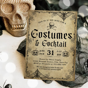 Invitación Cráneo gótico vintage de la fiesta de Halloween pa