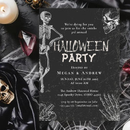 Invitación Cráneo gótico vintage de la fiesta de Halloween pa