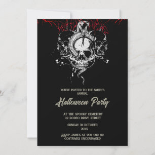 Invitación cráneo gótico vintage espeluznante halloween