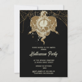 Invitación cráneo gótico vintage espeluznante halloween