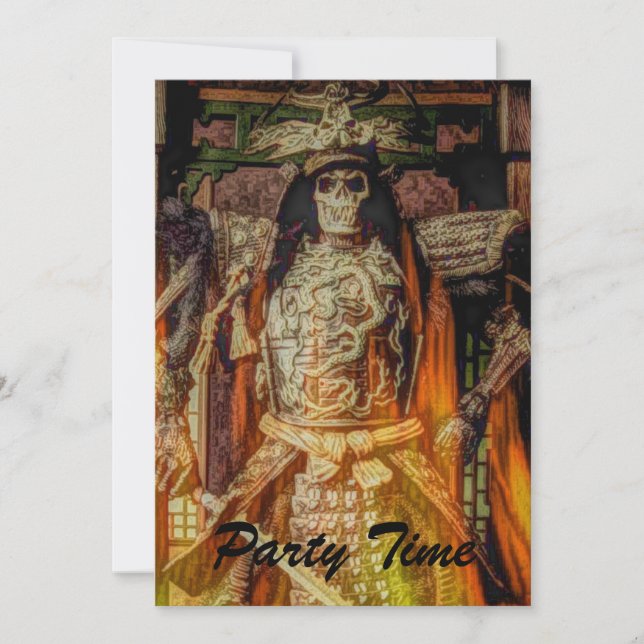 Invitación cráneo japonés del samurai de la armadura del (Anverso)