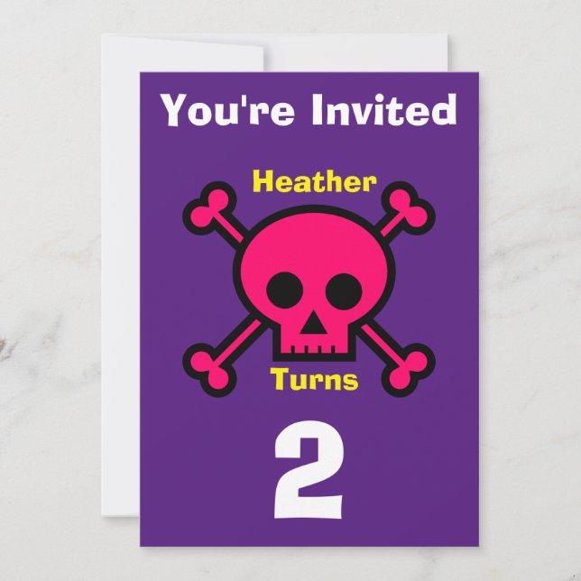 Invitación Cráneo Personalizado - Cumpleaños - agr (Anverso)