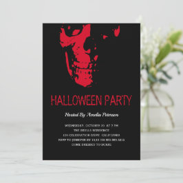 Invitación Cráneo rojo espeluznante con Fiesta de disfraces d