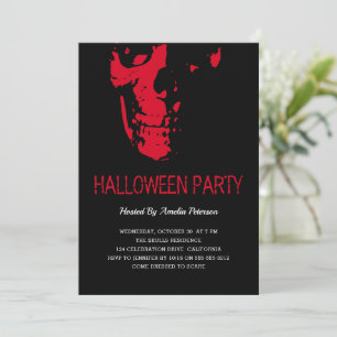 Invitación Cráneo rojo espeluznante con Fiesta de disfraces d