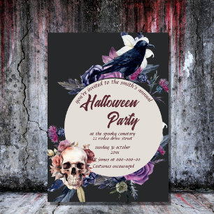 Invitación cráneo vintage gótico espeluznante halloween