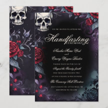 Cráneo y Rosas Góticas Morado Negro Handfasting