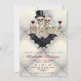 Invitación Cránulos góticos de Hallowen Tarot El Boda de los