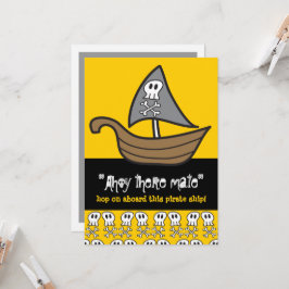 Invitación Cránulos piratas personalizados y fiesta de cumple