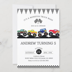 Invitación Crash de boom de la fiesta de cumpleaños de Monste