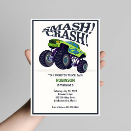 Invitación Crash de Smash - Monstruo verde moderno Cumpleaños