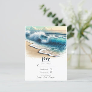 Invitación Crashing Olas olas del océano Boda costera RSVP