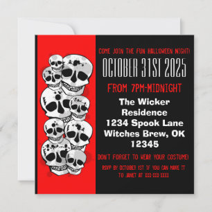 Invitación Cráteres de pintura negra roja invitan a Halloween