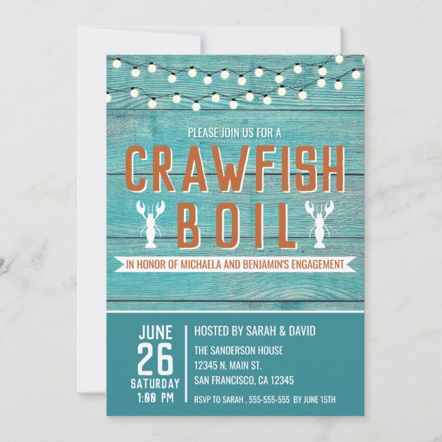 Invitación Crawfish Boil evento especial Partido de compromis (Anverso)