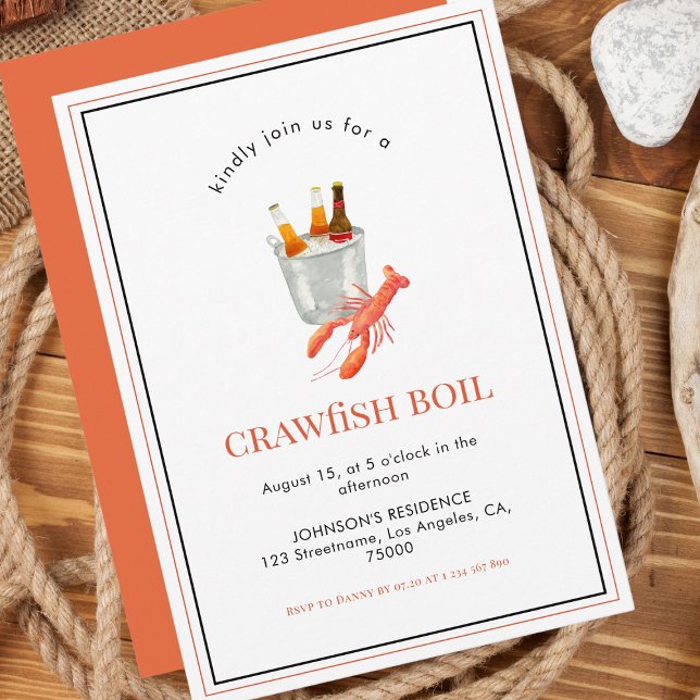 Invitación Crawfish Boil Fiesta Beer Seafood Cookout Tema (Subido por el creador)