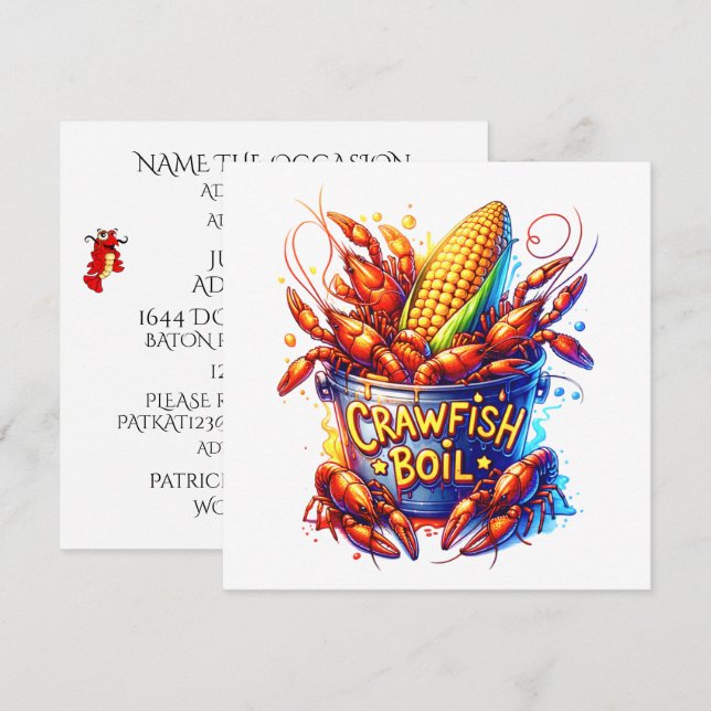 Invitación CRAWFISH BOIL - Ver Atrás - (Anverso / Reverso)